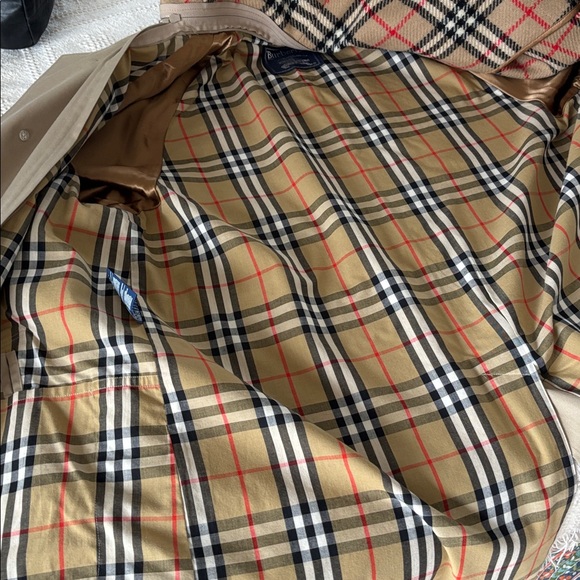 Vintage Burberry Overcoat Mens Tan Novacheck Plaid Long Checkered Trench SZ 46 - Picture 6 of 16